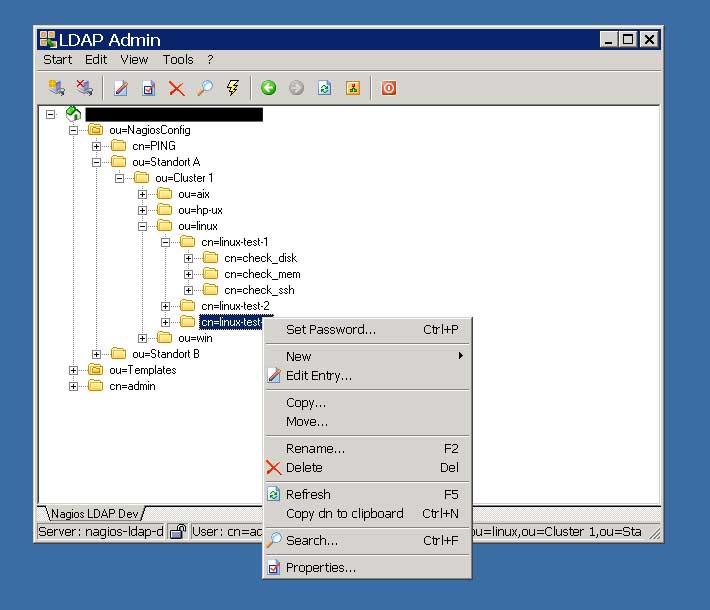 LDAP2Nagios Screenshot Easy configuration for large IT environments or the lazy - copy, paste, move and rename hosts and services.