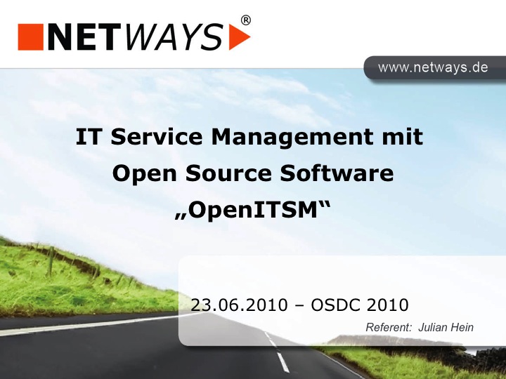 OSDC2010 OpenITSM OpenITSM Vortrag auf der OSDC