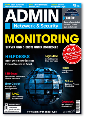 AM 01 2011. klein Artikel über das Open Source Ticketsystem RT im Admin Magazin