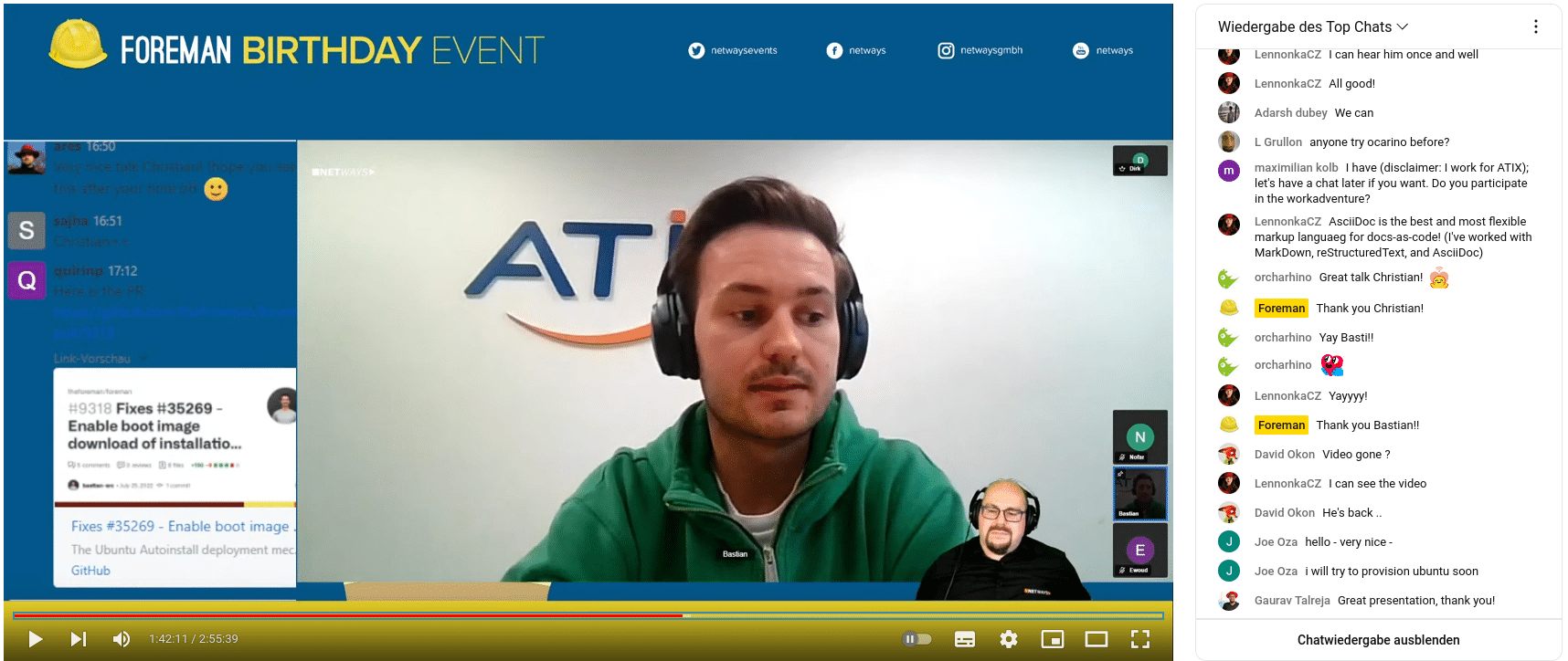 Screencapture of the Youtube Stream during the Live Q&A with Bastian Schmidt