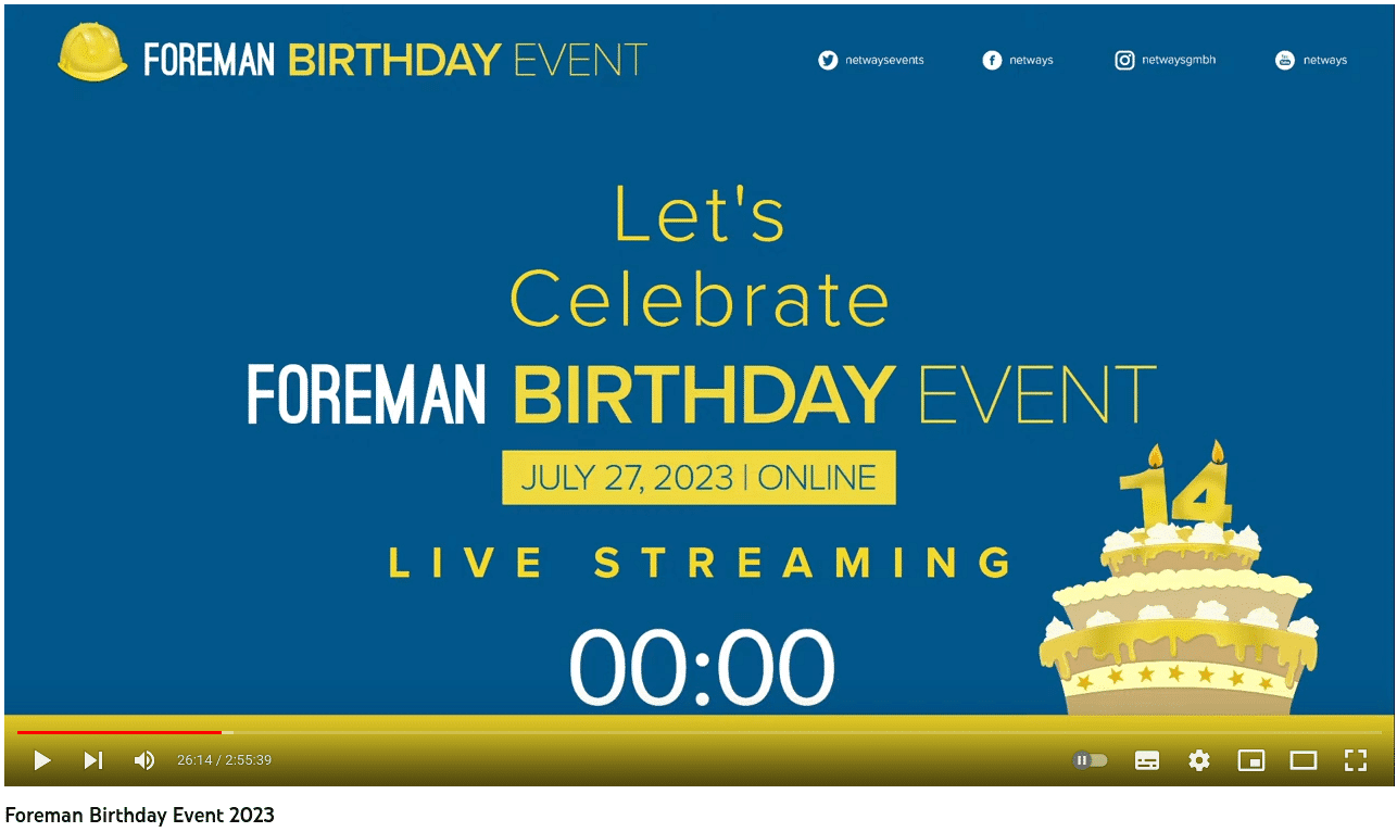 Screencapture of the Youtube Stream with Countdown at 0:00