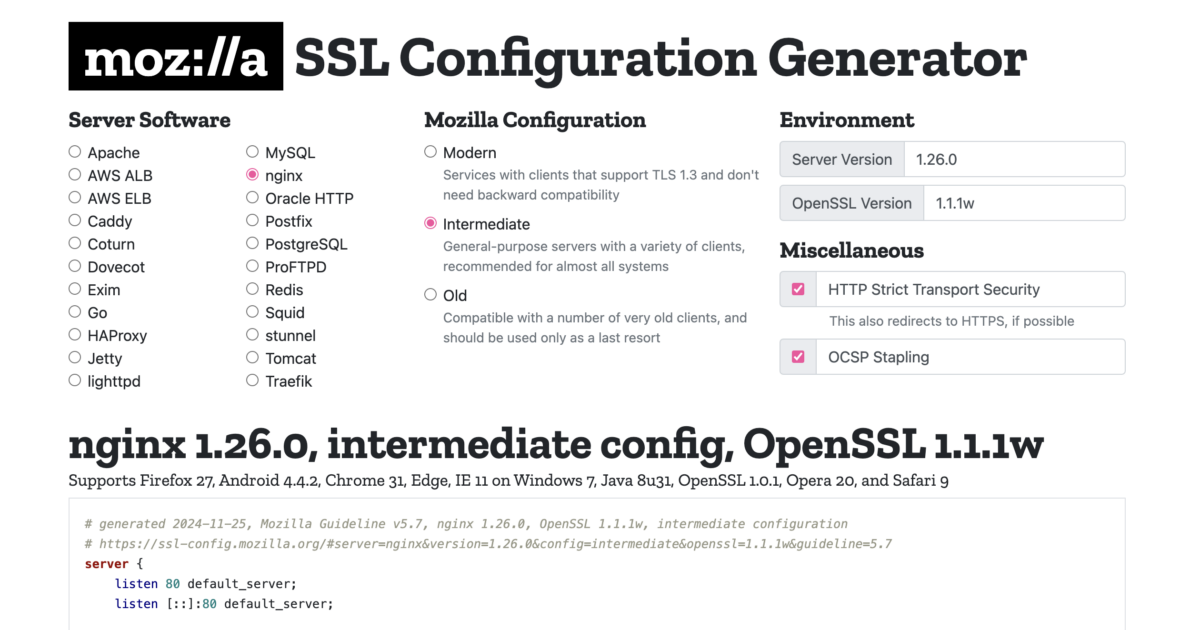 Der Mozilla SSL Konfigurator als Wegweiser durch den TLS-Dschungel