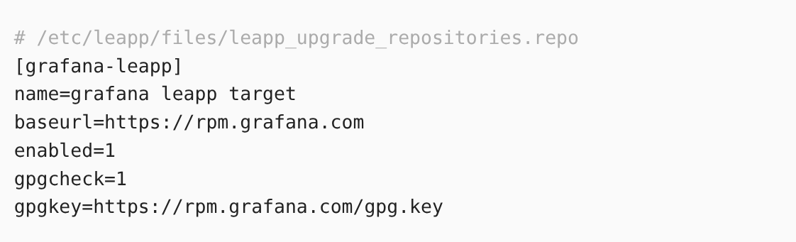 Grafana-Eintrag in leapp_upgrade_repositories.repo
